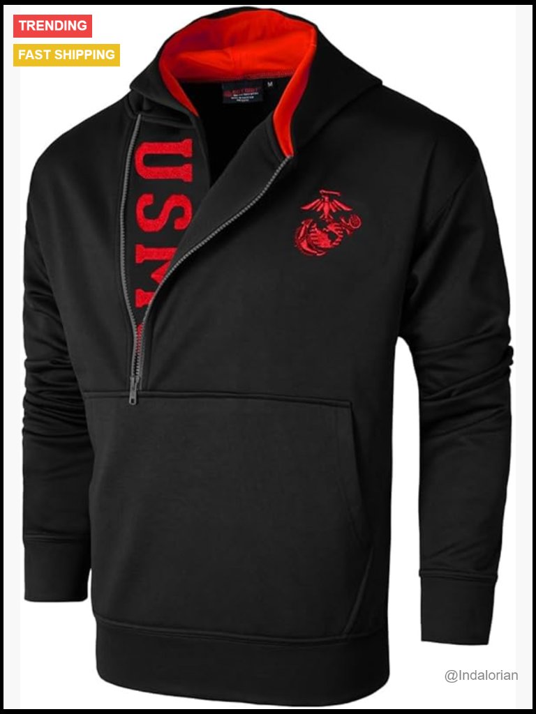 Half Zip Hoody With Embroidered Military Detailing